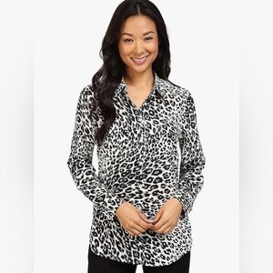 Equipment Femme 100% Silk Leopard Print Button Up Shirt Size S